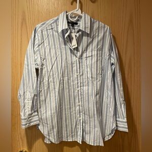 Women’s Banana Republic Factory blue striped button down shirt Size XS
